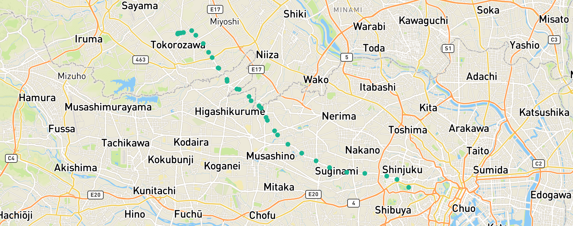 Shinjuku bicycle map